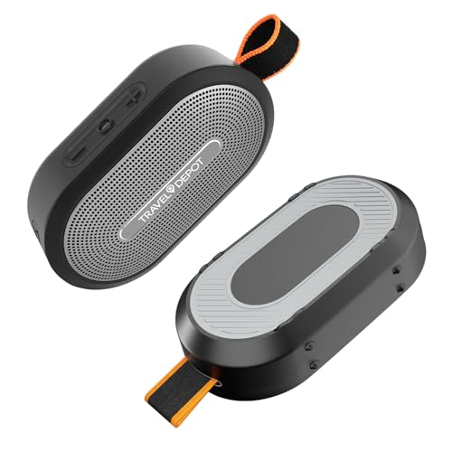 Travel Depot Portable Magnetic Bluetooth Speaker, Waterproof, (2 Pack) | Bluetooth Speaker Loud Stereo Sound, 18H Battery, Dual Pairing, BT5.3, Mini Wireless Speakers for Travel, Hiking, Beach - size: 2 Pack