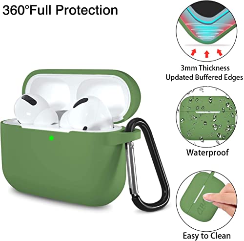 Lerobo for AirPods Pro 2 Case with Keychain, Olive Green | Silicone Protective Cover Compatible with Apple AirPod Pro 2nd/1st Case for Women Men, Scratchproof, Shockproof, Dustproof - color: Olive Green