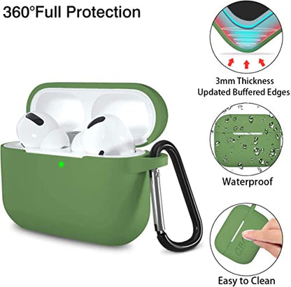 Lerobo for AirPods Pro 2 Case with Keychain, Olive Green | Silicone Protective Cover Compatible with Apple AirPod Pro 2nd/1st Case for Women Men, Scratchproof, Shockproof, Dustproof - color: Olive Green