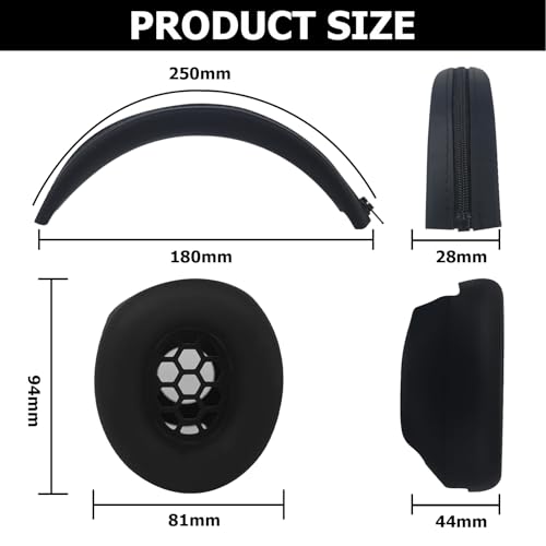 Studio Pro Silicone 2-in-1 Sweat Case Cover Set with Anti-Scratch Ear Pad Covers & Zipper Headband Cover – Compatible with Beats Studio Pro Wireless Headphones（Black） - color: Black 2-in-1