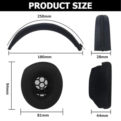Studio Pro Silicone 2-in-1 Sweat Case Cover Set with Anti-Scratch Ear Pad Covers & Zipper Headband Cover – Compatible with Beats Studio Pro Wireless Headphones（Black） - color: Black 2-in-1