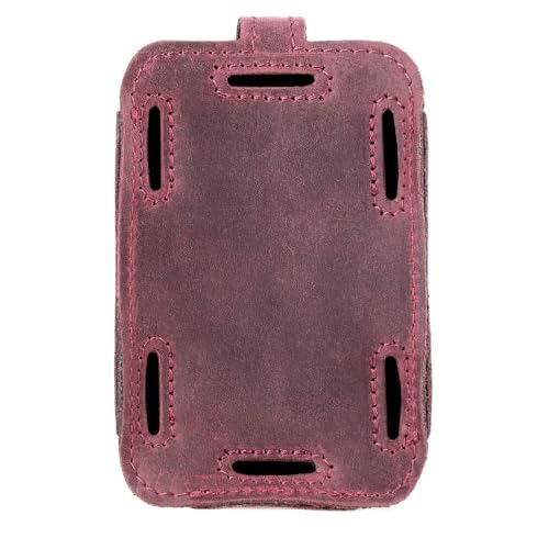 Euphonium Wireless Microphone Clip-On Pouch. Genuine Leather Bodypack Holder w. Secure hook & loop Straps - color: Marsala, size: Euphonium