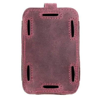 Euphonium Wireless Microphone Clip-On Pouch. Genuine Leather Bodypack Holder w. Secure hook & loop Straps - color: Marsala, size: Euphonium