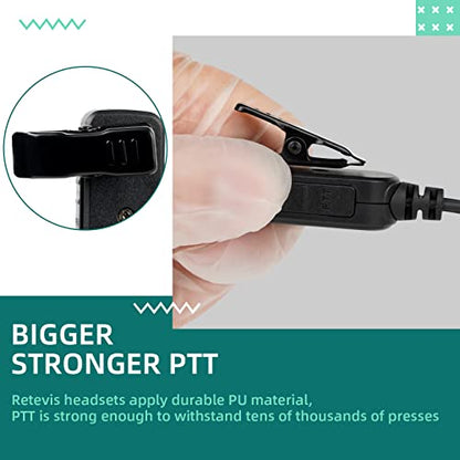 Retevis Walkie Talkie Earpiece with Mic, for RT22/RT21/RT68/H777/RT68H | VOX, Coil Tube, Compatible with Pxton, Baofeng BF-888S, Kenwood walkie talkies, Acoustic Tube Radio Earpiece(4 Pack)