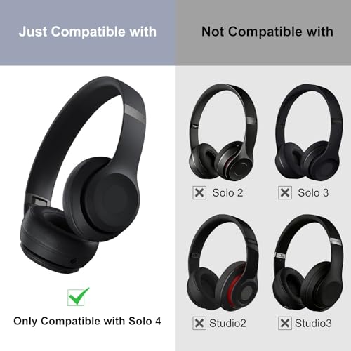 Replacement Ear Pads for Beats Solo 4 On-Ear Headphones, Pearl Powder | Includes Pry Bar Tool, Soft Protein Leather & Memory Foam Cushions