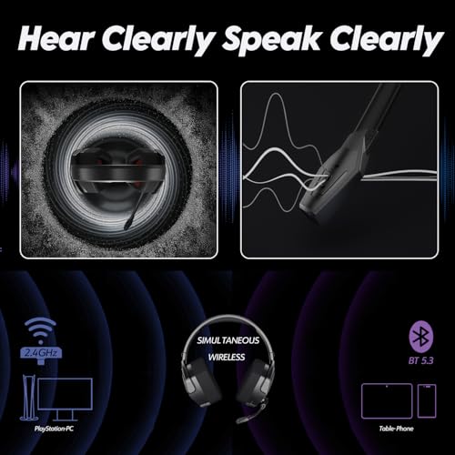 NUBWO Wireless Gaming Headset with Mic for Ps5 Ps4 PC, Zero Interference, 100-Hour Battery All-Day Play, 23ms Sync for Fortnite & Call of Duty/FPS Gamers, Triple Mode All Devices Compatible - Red - color: Red