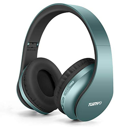 TUINYO Wireless Headphones Over Ear, Bluetooth Headphones with Microphone, Foldable Stereo Wireless Headset- Silver Blue - color: Silver Blue