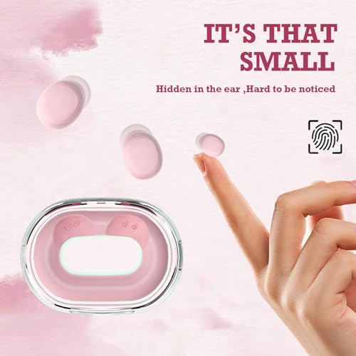 Xmenha Mini Invisible Small Bluetooth Earbuds Sleeping for Small Ears Low Profile Tiny Hidden Discreet Smallest Earbuds for Work Sleep Ear Buds Invisible Headphones Buds - color: Pink