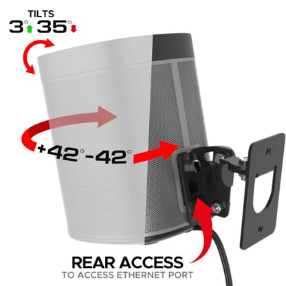 Sound Bass Play 1 Wall Mount Black, Single (1pc) Adjustable Tilt & Swivel | Compatible with Sonos Play:1 Only, Adjustable Swivel & Tilt Mechanism, Mounting Bracket Includes All Mounting Fixings - color: Black