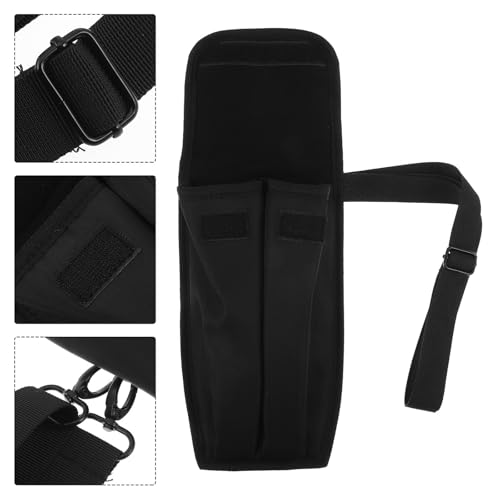 SHINEOFI Portable Microphone Storage Pouch with Thick Inner Padding and Divider Structures, Snug Fit for Dual Handheld Microphones and Receiver, Black Cloth Carrying Case with Shoulder