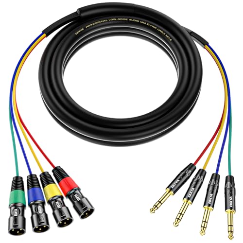 EBXYA 4 Channel XLR Male to 1/4 Inch TRS Snake Cables,Recording Snake Cable | 6.35mm Male Jack Stereo Audio Balanced Line to XLR Cables,3 Feet 1 Pack - size: 4-Channel 3 Feet, style: TRS to XLR Male