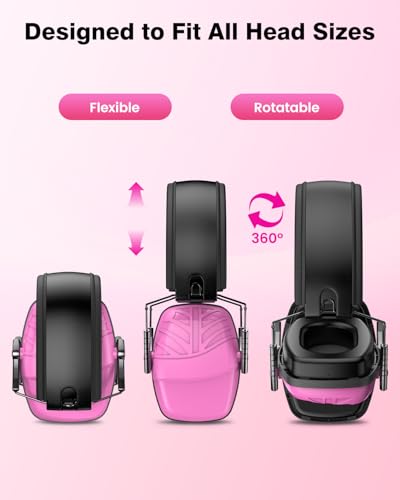2Pack Ear Protection NRR 35dB Hearing Protection Ear Muffs for Shooting - color: Pink