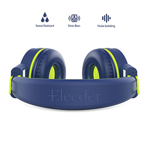 ELECDER i37 Kids Headphones for School Children Girls Boys Teens, Navy | Foldable Adjustable Lightweight, 3.5mm Audio Jack On Ear Headphones for Smartphones Chromebook Computer PC Tablets Travel - color: Navy