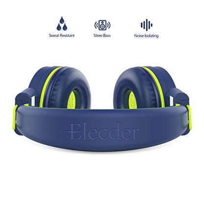 ELECDER i37 Kids Headphones for School Children Girls Boys Teens, Navy | Foldable Adjustable Lightweight, 3.5mm Audio Jack On Ear Headphones for Smartphones Chromebook Computer PC Tablets Travel - color: Navy
