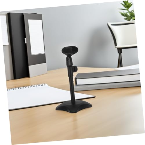 Mikinona Heavy Duty Adjustable Desktop Microphone Stand round Base, Compact Height Adjustable Mic Holder for Handheld and Heavyweight Microphones, for Video Conferences and Interviews