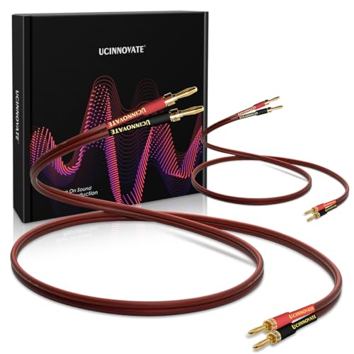 UCINNOVATE 2 Pack High-end Pure Copper HiFi OFC Speaker Wire Cable with Banana Plug, 3m Gold-Plated Banana Tip Plugs Male to Male 600 Strand 14 AWG for Audio Speaker HiFi System Home Theater (9.8FT) - size: 2 Pack 9.8FT