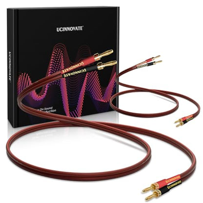 UCINNOVATE 2 Pack High-end Pure Copper HiFi OFC Speaker Wire Cable with Banana Plug, 3m Gold-Plated Banana Tip Plugs Male to Male 600 Strand 14 AWG for Audio Speaker HiFi System Home Theater (9.8FT) - size: 2 Pack 9.8FT