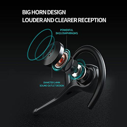 AYI Wireless Bluetooth Earpiece Headphone Dual Noise Cancelling Mic Painless Open-Ear Handsfree Headset Stereo Sound Left/Right Changeable Earhook Earphones for Driving/Business/Gym - color: SM908 SINGLE EAR Black