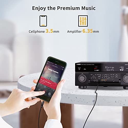 1/8 to 1/4 Stereo Bidirectional 6.35mm 1/4" to 3.5mm 1/8" TRS Guitar Cord | 6.35mm Male to 3.5mm Male Audio Aux Cable forLaptop, Home Theater Devices, Keyboard Piano,Speaker and Amplifier 3.6~16ft - size: 16Feet
