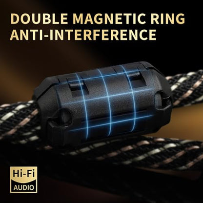 Audiophile HiFi RCA Coaxial Audio Cable 1.64ft - RCA Male to Male | 4N OFC Core, 24K Gold-Plated Plugs, Nylon Braid, Ferrite Core, Dual Shielded Digital Coax Cable for Amplifiers, CD, Turntable - size: 1.64ft/0.5m
