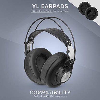 Brainwavz XL Large Replacement Memory Foam Earpads - Suitable for Many Other Large Over The Ear Headphones - Sennheiser, AKG, HifiMan, ATH, Philips, Fostex, Sony (Black Pleather) - color: Black Pleather