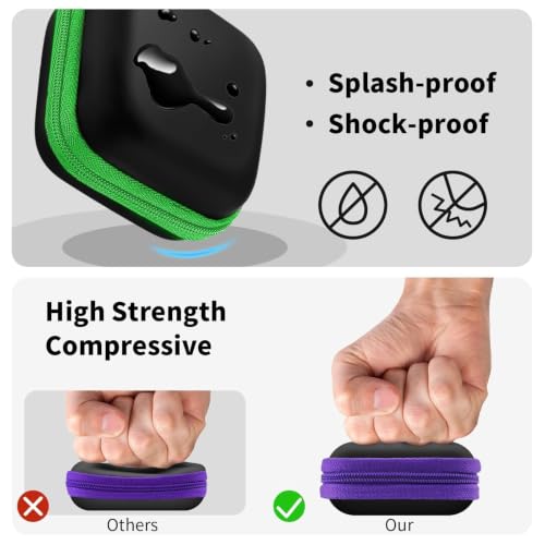 2 Pack Square Earbud Case Storage Bag with Carabiner, Purple/Green - color: B2-Purple/Green
