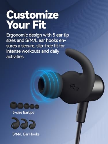 Bluetooth Headphones, Wireless Earbuds for Sports, IPX6 Sweat-Proof Neckband Headphones for Running Workouts, Magnetic in-Ear Earphones with Mic for Clear Calls