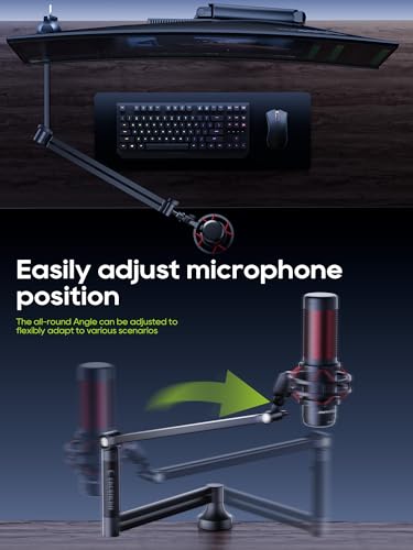 CACENCAN M05 Boom Arm, 360° Rotatable Microphone Stand with Desk Mount, Foldable Desk Mic Arm with 3/8'' to 5/8'' Screw Adapter, Microphone Arm for Live Streaming, Gaming, Podcasting, Radio - color: Mic Black