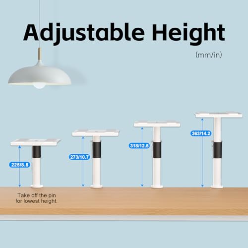 suptek Clamp-on Speaker Stand Desk Mount Set, Height Adjustment, Swivel, 9.6 x 8.8 inch Trays, Universal Audio Holders for Computer and Bookshelf Speakers, Elevated Sound, 2 Pack, White, SDM001GW - color: White, size: Fixed Speaker Stands