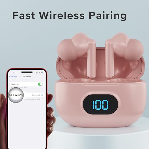 Coby True Wireless Earbuds with LCD Battery Display Charging Case, Bluetooth 5.3 in-Ear Headphones with Touch Controls, Built-in Mic, 10-Hour Playtime, Rose Gold - color: Rose Gold
