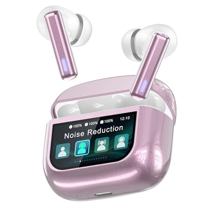 ZIUTY Wireless Earbuds Bluetooth Headphones, ANC/ENC Noise Cancelling, Ear Buds with Multifuntional Touch Screen, 40H Stereo Sound for Sports, IPX7 Clear Calls, 5 EQ for iOS Android (Pink) - color: Pink
