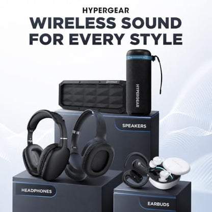 HyperGear Over-Ear Headphones - Wireless Bluetooth Headphones with Noise Isolation, Built-in Mic, Soft Memory Foam Cups for All-Day Comfort, Black - color: Black