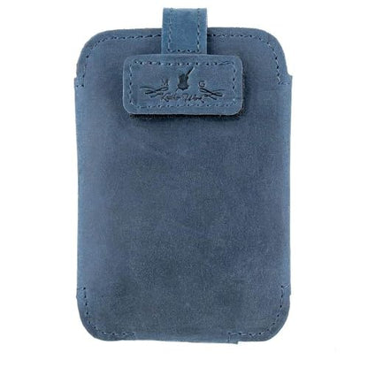 Euphonium Wireless Microphone Clip-On Pouch. Genuine Leather Bodypack Holder w. Secure hook & loop Straps - color: Dark Blue, size: Euphonium