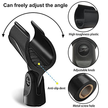 Universal Microphone Clip Holder with 5/8" Male to 3/8" Female Screw Adapter Suitable for Handheld Microphones, 4 Pack