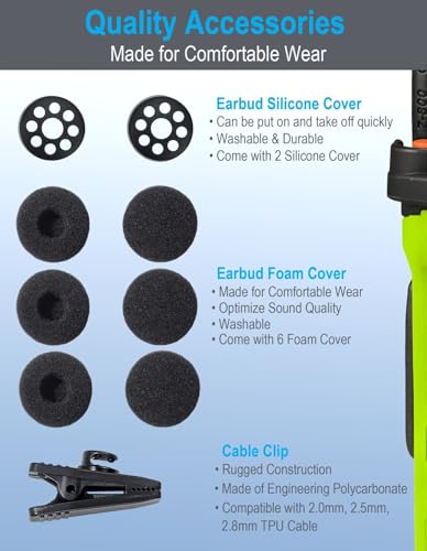 commountain Earpiece for Kenwood Baofeng 2-Pin Walkie Talkies Radios | Fits TK Series & UV-5R BF-F8HP and more, G-Shape Earhook Headset Fits Left or Right Ear, Noise Reducing PTT Mic