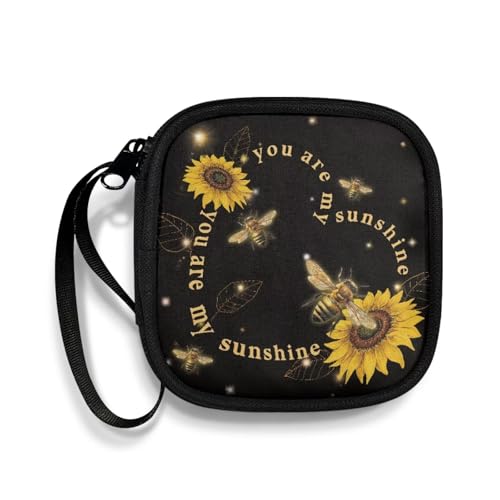 Sunflower Heart Verses Gym Headphones Carrying Case Shockproof Scratch Resistant Small Earphones Bag with Elastic Strap Mesh Pocket for Wireless Earbuds