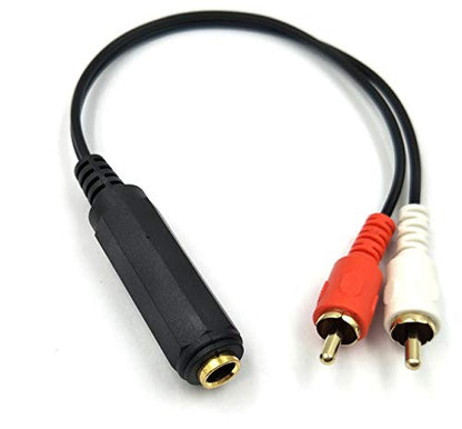 Poyiccot RCA to 1/4 Adapter Cable, 6.35mm 1/4 inch TRS Stereo Jack Female to 2 RCA Male Plug Y Splitter Adapter Cable for Subwoofer, Amplifier, Audio/Video Receiver. 25cm/10inch