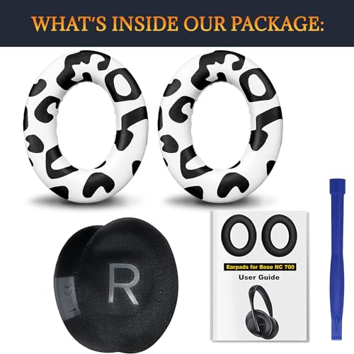 SOULWIT Protein Leather Replacement Earpads for Bose 700 (NC700) Wireless Headphones, Ear Pads Cushions with Softer Protein Leather, High-Density Noise Cancelling Foam, Added Thickness - Snow Leopard - color: Snow Leopard