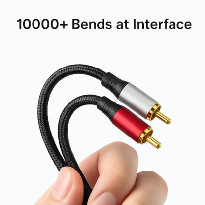 2RCA to 2RCA Audio Cable 100FT Gold-Plated Male to Male Stereo Subwoofer Cable, Nylon-Braided Hi-Fi RCA Cables for Home Theater, Car Audio, Amplifiers, Speakers (Dual Shielded Copper Core) - size: 100ft, style: 2RCA to 2RCA Cable