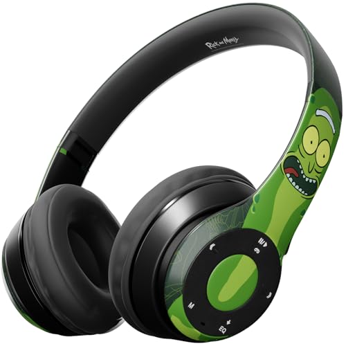 iJoy Rick and Morty Pickle Rick Bluetooth Headphones with Built-in Mic | Officially Licensed Wireless Over-Ear Headphones, Foldable Headset | Rick and Morty Gifts for Men, Women, Teens & All Fans - color: Pickle Rick