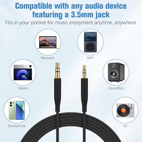 2Pcs Replacement Audio Cable Cord Wire, 3.5mm to 2.5mm Audio Cable for Bose QuietComfort QC45 QC35II QC35 QC25 NC 700 Soundlink Soundtrue Headphones(Black, Grey)