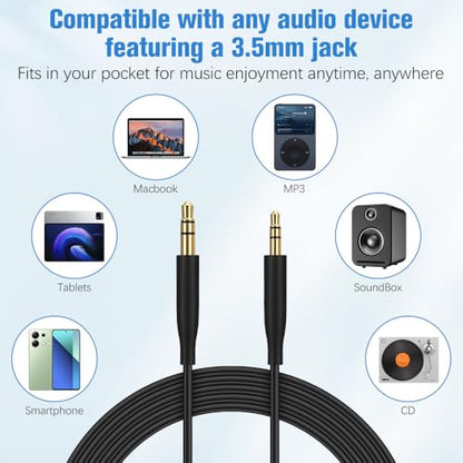 2Pcs Replacement Audio Cable Cord Wire, 3.5mm to 2.5mm Audio Cable for Bose QuietComfort QC45 QC35II QC35 QC25 NC 700 Soundlink Soundtrue Headphones(Black, Grey)