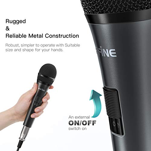 FIFINE K6 Karaoke Microphone with 1/4” Plug, Dynamic Vocal Mic for Singing