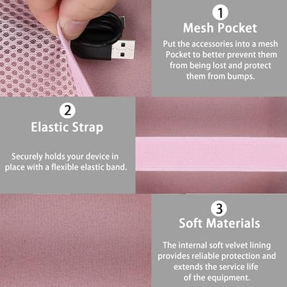 for Bose New SoundLink Micro 2nd Gen Speaker Protective Case, Petal Pink | EVA Hard Shell, Soft Velvet Lining, Durable Wrist Strap, Portable Travel Bag with Carabiner, Mesh Accessory Pocket - color: Petal Pink Case