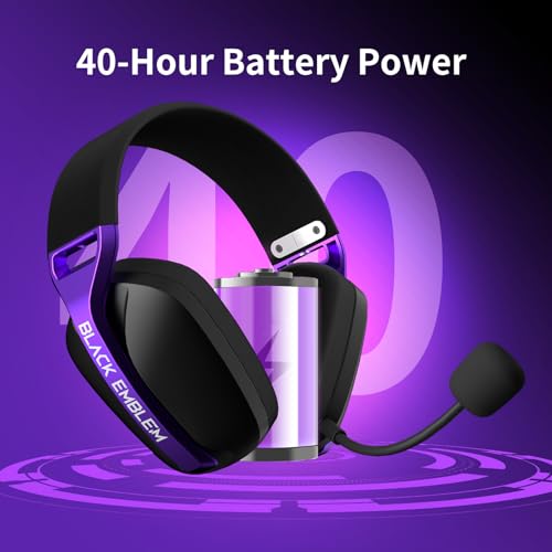 Black Emblem X1 Wireless Gaming Headset with Removable Mic for PC, PS5, PS4, Switch, 2.4GHz Gaming Headphone with Breathable Earcups, Bluetooth 5.4, 50H Battery, Lightweight Gamer Headset