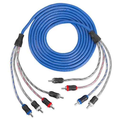 NVX 3 meters 4-Channel V-Series Car Audio RCA Interconnect Cable - 9.84 feet [XIV43] | Oxygen Free Copper Twisted Pair V-Series with Shielded Noise Reduction and Split-tip Silver-Plated ends - size: 4 Channel-10 ft