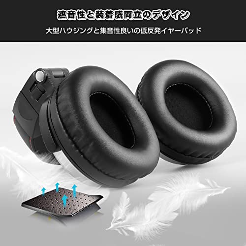 OneOdio Pro 10 Over-Ear Headphones Wired 50mm Driver 6.35 & 3.5mm Jack DJ Monitor Headphones Recording Mixing Studio Monitoring Guitar Podcast Cell Phone PC MP3/4 Black