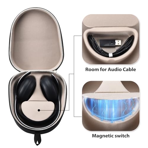 YaoshanTuda Hard Case for PS5 Pulse Elite Headset, Travel Bag | EVA hard shell + soft lining protects from drops & scratches. Built-in cable storage. Lightweight with carry handle. - color: Black