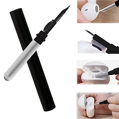 Cleaner Kit for Earbuds, Cleaning kit for Airpods Pro 1 2 3, Multi-Function Cleaning Tool with Brush Flocking Sponge for Wireless Earphones Bluetooth Headphones Case Camera and Phone(Black) - color: Black