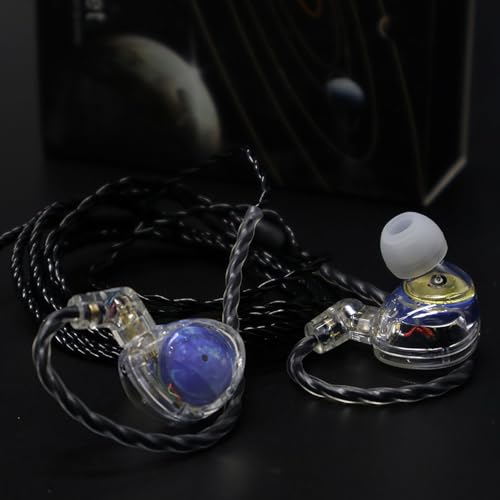 CCA ND Planet IEM Earphones: 12mm Dual Magnetic Drivers, HiFi Gaming Earbuds with Detachable 2-Pin Cable, Noise Isolating in-Ear Monitors for Musician Audiophile Singer DJ - color: Blue, style: With Mic